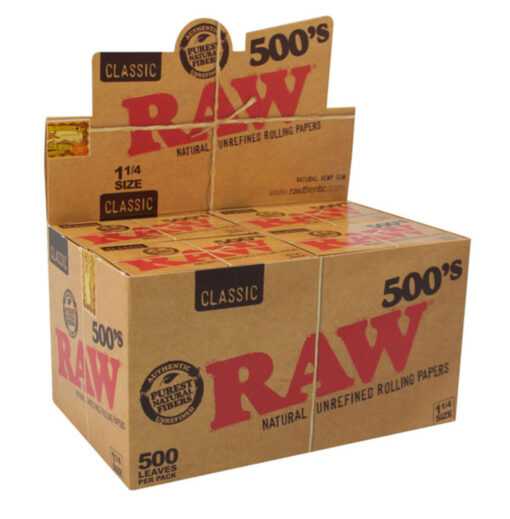 20pc Display RAW Classic 500s Rolling Papers 1 1 4 media 1