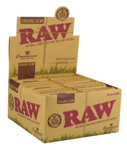 24PC DISP Raw Organic Connoisseur Kingsize Rolling Papers media 1