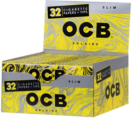24pc Display OCB Solaire Slim Rolling Papers Tips media 1