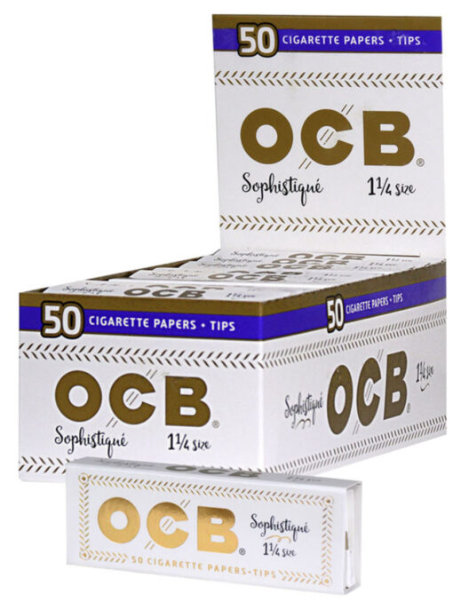 24pc Display OCB Sophistique 1 1 4 Rolling Papers Tips media 1
