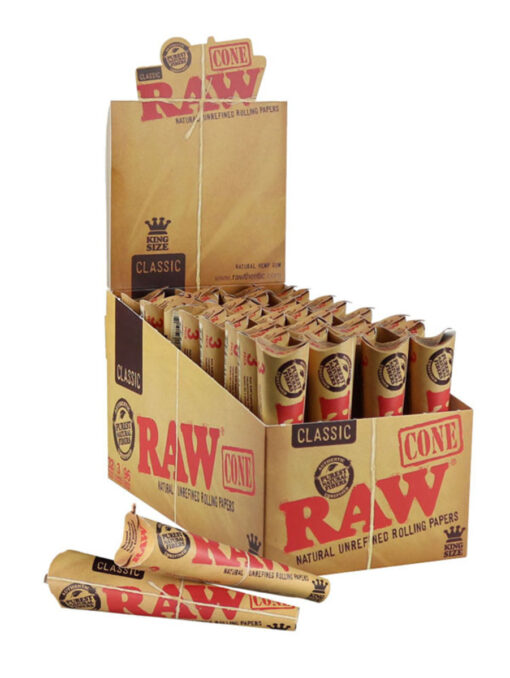 32pk Raw Kingsize Unrefined Cone Papers 3 Wraps per pack media 1