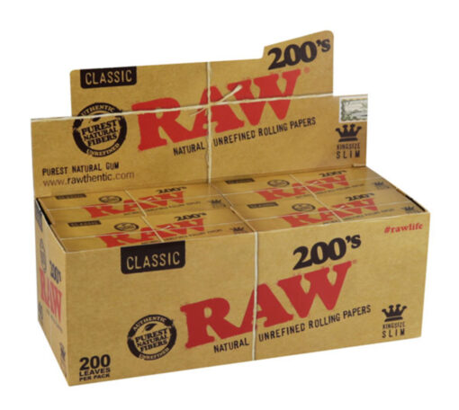 40PC DISP Raw Classic 200s Rolling Papers Kingsize Slim media 1
