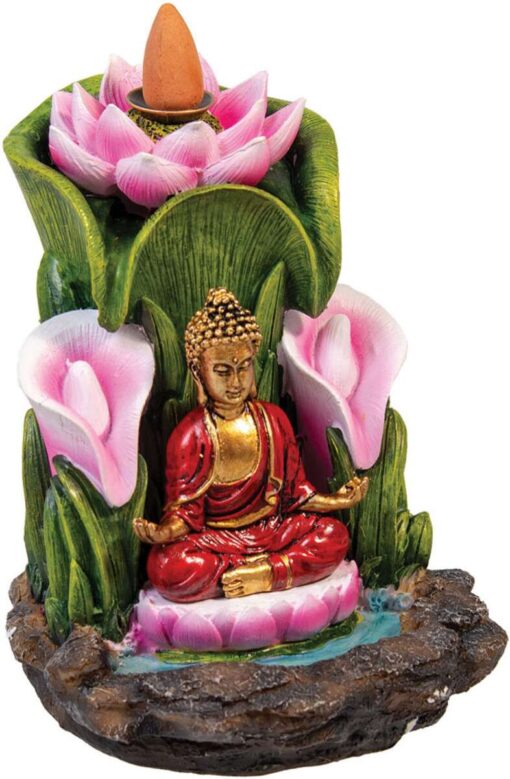 Buddha Flower Backflow Incense Burner Polyresin 5.5 media 1