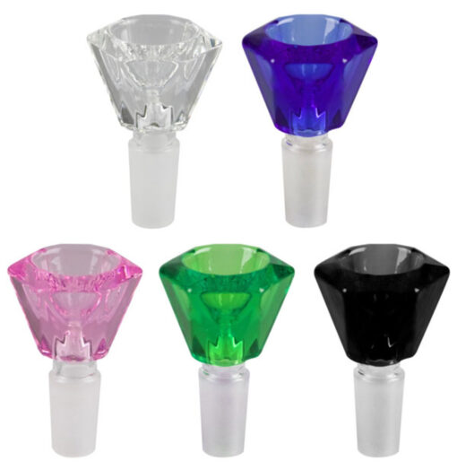 Faceted Herb Bowl Slides 14mm Male Assorted Colors media 1
