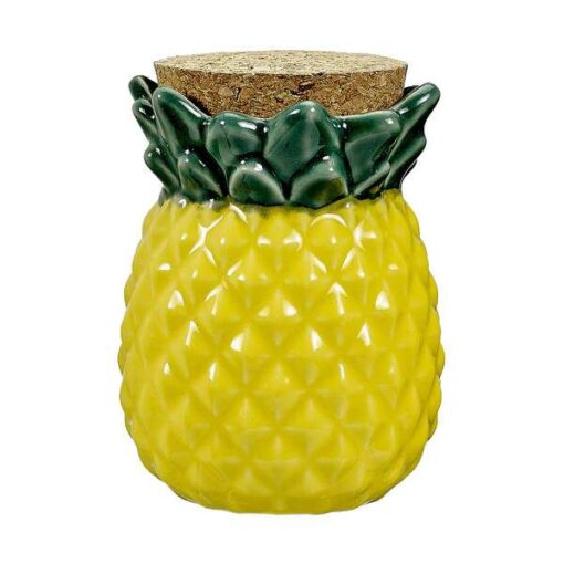 Pineapple Ceramic Stash Jar w Cork Lid A 1