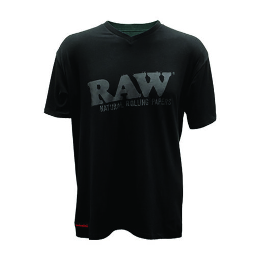 RAW V Neck T Shirt Black w Gray Logo A 1 1