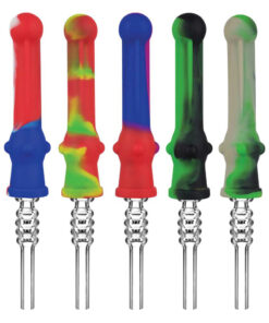 Silicone Vapor Straw w/ Quartz Tip - 7" / Colors Vary