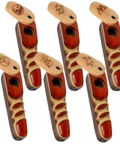 Wood Spoon Pipe w/ Engraved Swivel Lid - 3.75" / Styles Vary