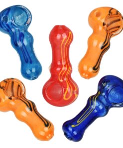 Two-Toned Tiger Stripe Glass Hand Pipe - 2.75" / 10CT
