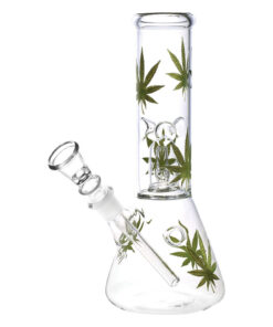 Habitual Hemp Leaf Beaker Water Pipe - 8" / 14mm F