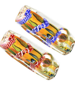 Fumed Metallic Abstract Squared Hand Pipe - 3" / Colors Vary