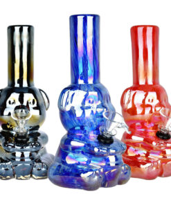 Bear-y Shiny Electroplated Soft Glass Water Pipe - 7.75" / Colors Vary