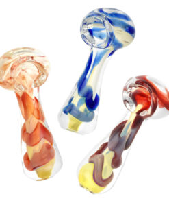 Fumed Jumbo Swirl Spoon Pipe - 3" / Colors Vary
