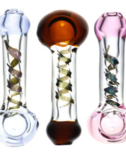 Clear Glass Spoon Pipe w/ Dicro Twist - 4.75" / Colors Vary