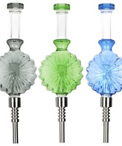 Retro Art Deco Round Bubbler Glass Dab Straw - 8