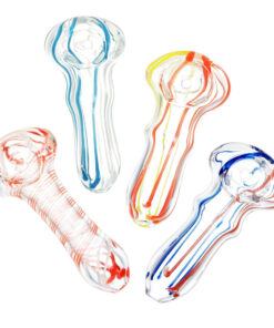 Sada Color Striped Clear Glass Hand Pipe - 2.75"/Colors Vary