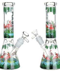 Pulsar Chillin' Flamingos Glass Beaker Water Pipe | 14mm F