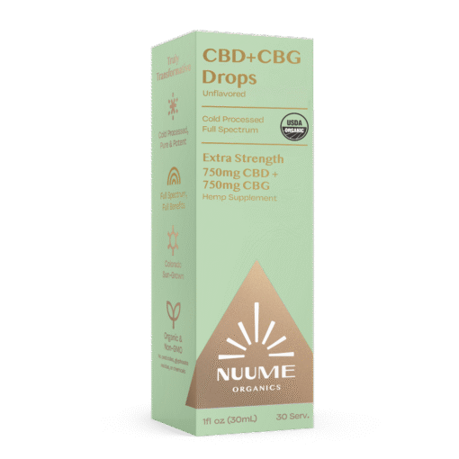Organic CBG+CBD Drops Unflavored - Extra Strength 750mg+750mg