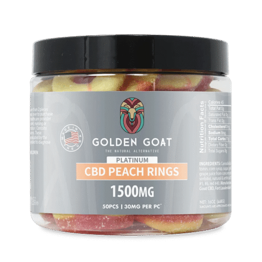 Golden Goat Platinum CBD Gummies 1500mg - Peach Rings