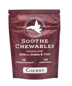 Soothe Chewables | Delta 8 | Cherry 20ct bag | Carolina Cannabis Creations