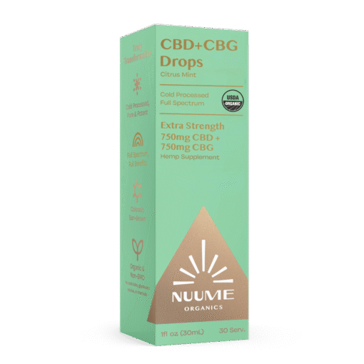 Organic CBG+CBD Drops Citrus Mint - Extra Strength 750mg+750mg