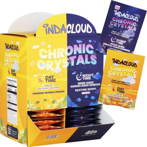 60CT DISPLAY - Indacloud THC Day & Night Chronic Crystals - 25mg / 6g