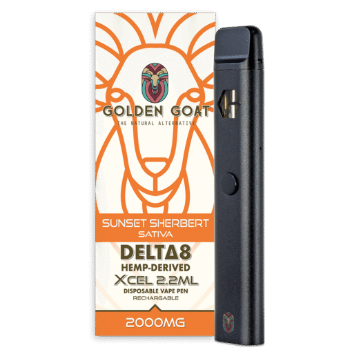 Delta-8 THC Vape Device, 2000mg, Rechargeable/Disposable - Sunset Sherbert
