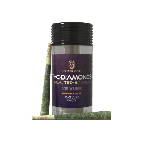 Golden Goat THC-A Diamond Pre-Rolls, 10ct - Dog Walker, Hawaiin Haze (Sativa)