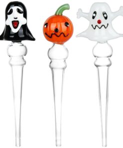Halloween Assortment Glass Dab Straws - Integrated Tip / 6" 3ct