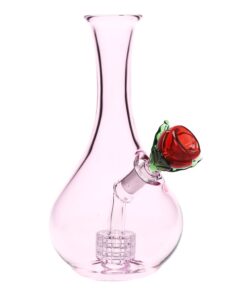Rose in Vase Glass Water Pipe - 7" / 14mm F