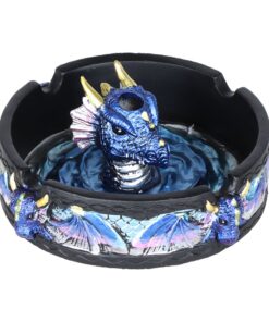 Dragon Polyresin Round Ashtray w/ Snuffer - 4"