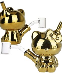Hello Kitty, Golden Electroplated Glass Dab Rig - 4.5" / 14mm F