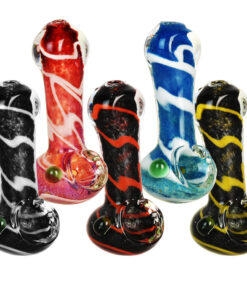 Colorful Worked Striped Spoon Pipe - 3" / Colors Vary