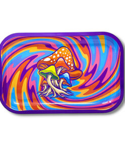 Mushroom Rainbow Swirl Metal Rolling Tray
