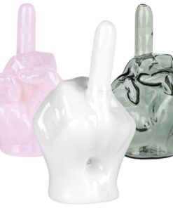 Middle Finger Glass Hand Pipe - 4.25"